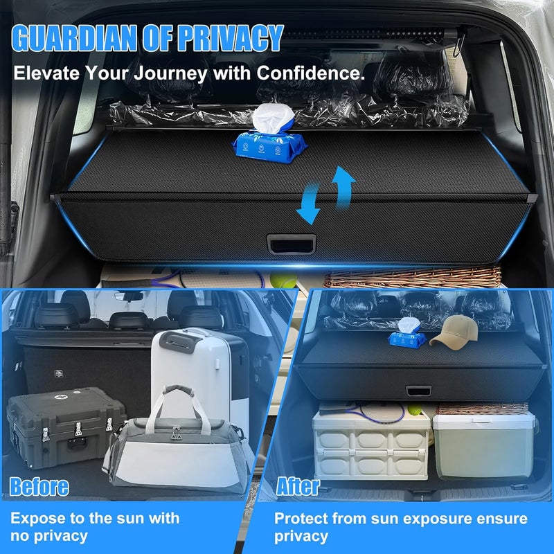 AUXKO Retractable Cargo Cover for Volvo XC60 2026-2018, Trunk Cargo Cover Luggage Security Shade Cover for 2026 2025 2024 Volvo XC60 Shielding Shade Anti-Peeping Luggage Privacy Screen, Carbon Fiber - Image 3